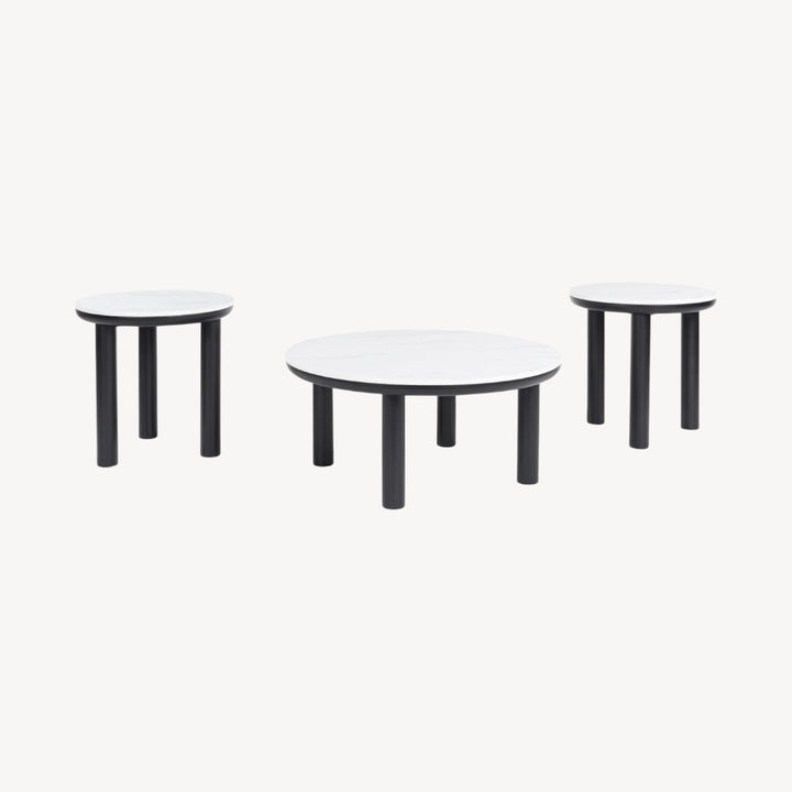 T159-13 Xandrum Occasional Table Set (Set of 3) - Black/ White | Signature Design By Ashley