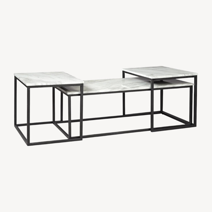 T182-13 Donnesta Occasional Table Set (Set of 3) - Grey/ Black | Signature Design By Ashley