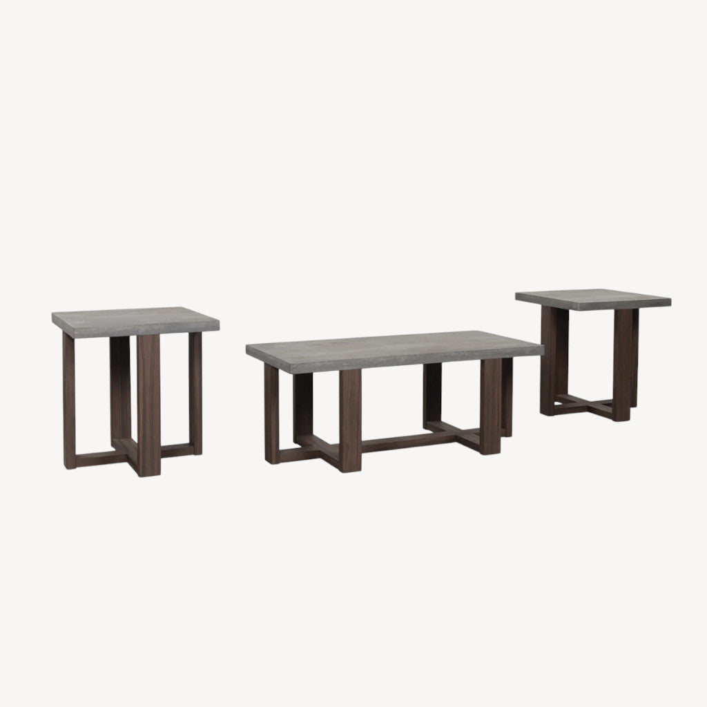 T216-13 Dynnford Occasional Table Set (Set of 3) - Grey/ Brown | Signature Design By Ashley