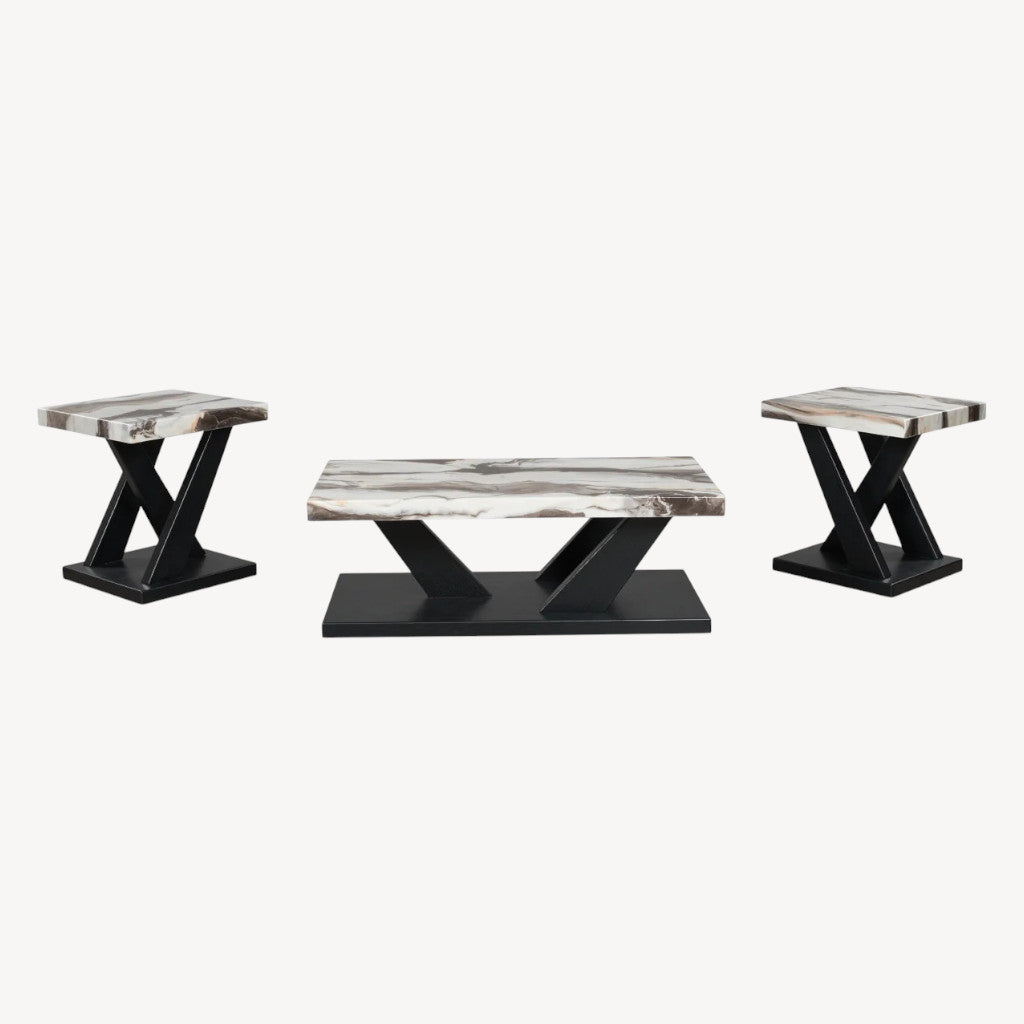 T403-13 Cendill Table Set Dark Brown/White/Black (Set of 3) | Signature Design By Ashley