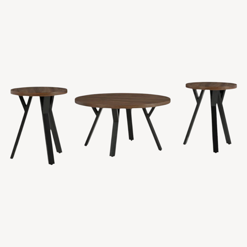 T153-13 Elbrynn Occasional Table Set (Set of 3) - Brown/ Black | Signature Design By Ashley