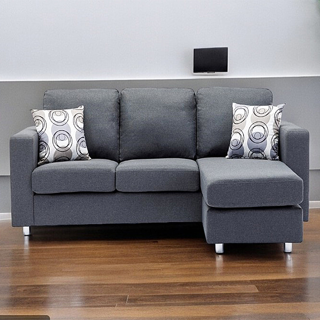 City Sectional Sofa With Fabric Upholstery & Reversible Chaise - Enticing Grey