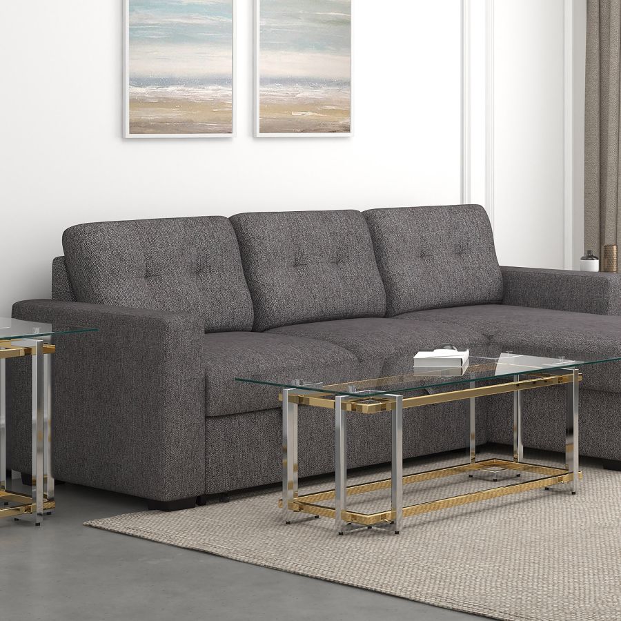 Scarlett Timeless Coffee Table With Tempered Glass & Silver/ Gold Finish | Available In Square & Rectangle Shapes