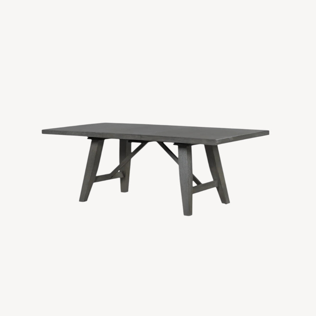 Dining Table Expandable Solid Wood Table with Splayed Legs - Grey