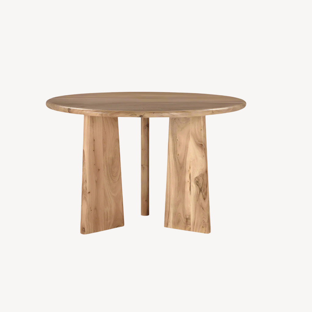 Solid Acacia Wood Dining Table with Curved Legs - Naturale