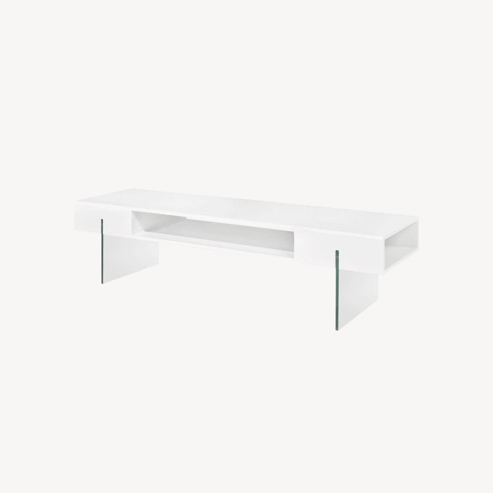 Pearl Sleek TV Stand With Tempered Glass Frame - White