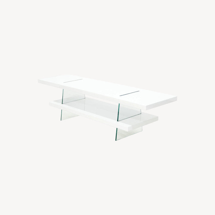 Crest Stylish TV Stand With Tempered Glass Frame - White