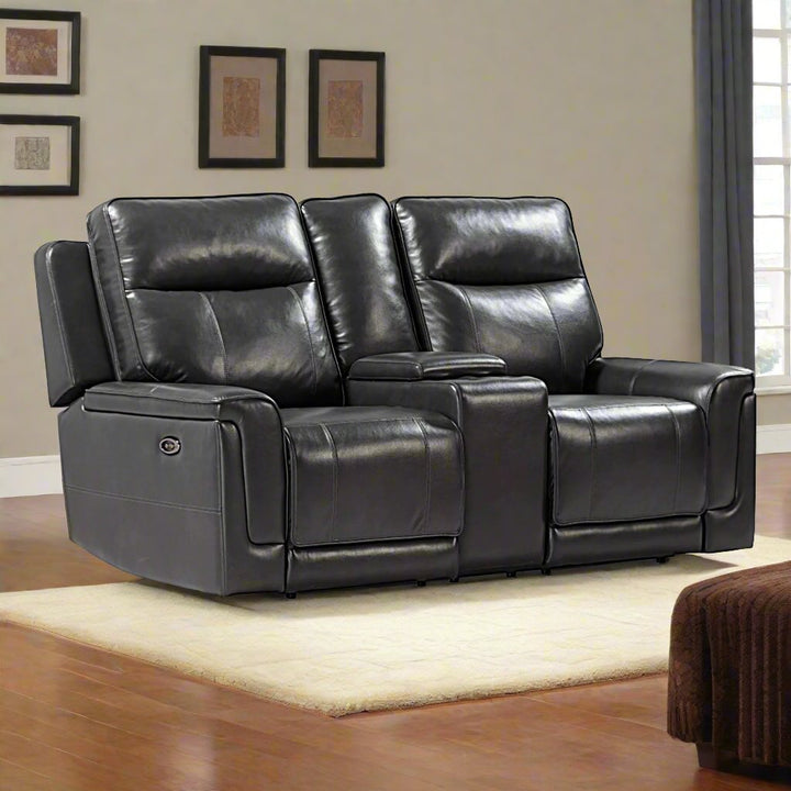 Nova Power Recliner Loveseat With Storage Console & Cup Holders - Charcoal