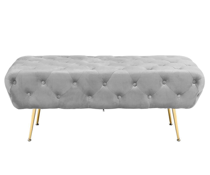 Meryl Contemporary Velvet Upholstered Bench In Grey Finish