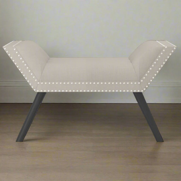 Delaney Fabric Upholstered Accent Bench In Beige Finish