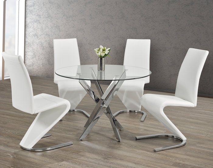 Evelyn 5-Piece Dining Set With Leatherette Chairs - White/ Chrome