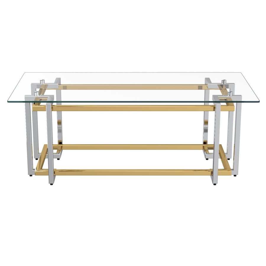 Scarlett Timeless Coffee Table With Tempered Glass & Silver/ Gold Finish | Available In Square & Rectangle Shapes