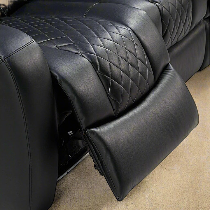 Pulse Power Recliner Loveseat With Bottom LED Lighting - Midnight Black