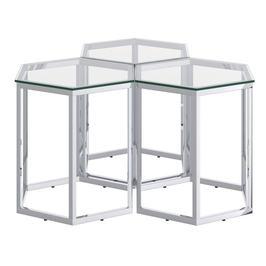 Zelda Contemporary Coffee Table With Appealing Chrome Finish | Available In Set of 3 & 4 Pieces