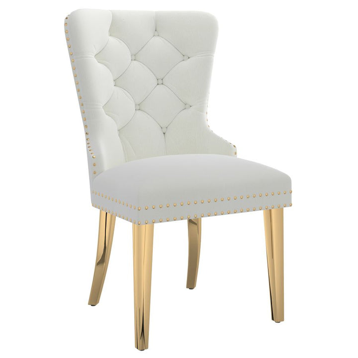 Wendy Elegant Side Chair With Gold/ Chrome Finish (Set of 2) | Available In White & Beige Colors