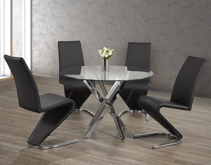 Evelyn Contemporary 5-Piece Small Dining Set - Black