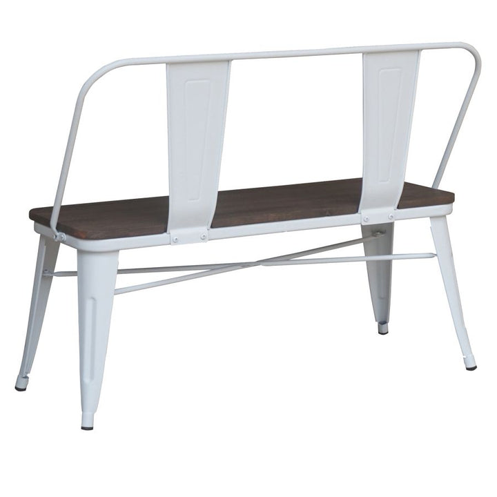 Vance Metallic Bench With Backrest - White