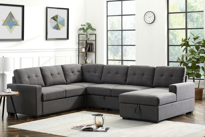 Chilas Cozy Sectional Sofa Bed With Storage Chaise & Reversible Corner Couch - Dazzling Grey