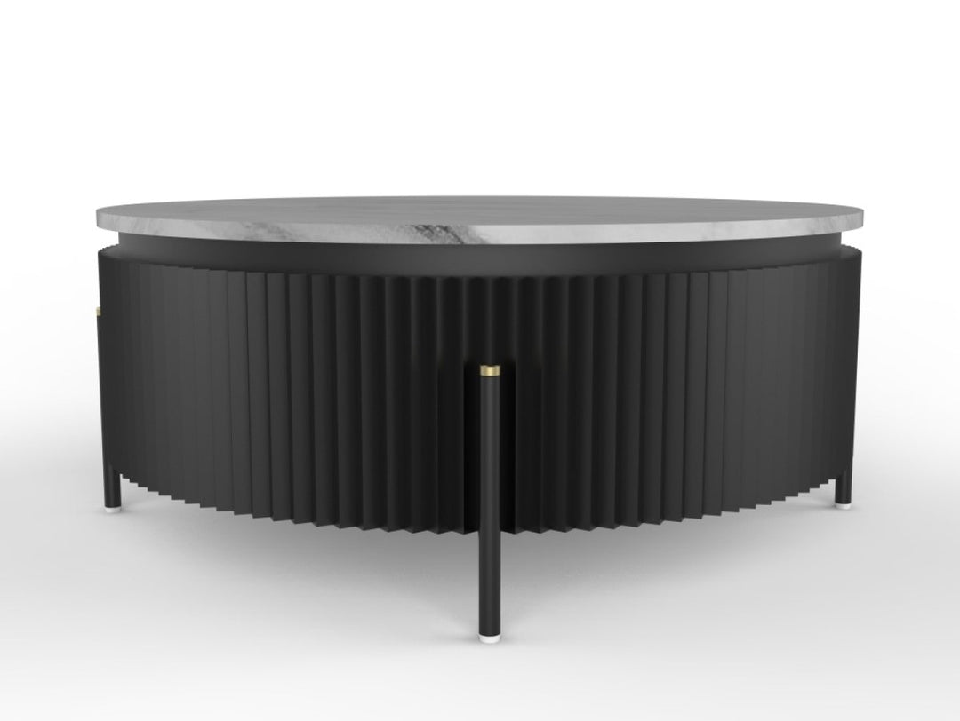 Faith Round Coffee Table With Stainless Steel Legs - Black