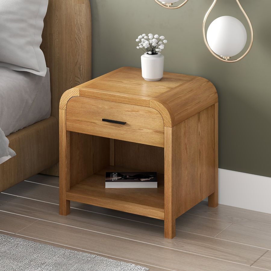 Everett 1 Drawer Accent Table in Raw Natural