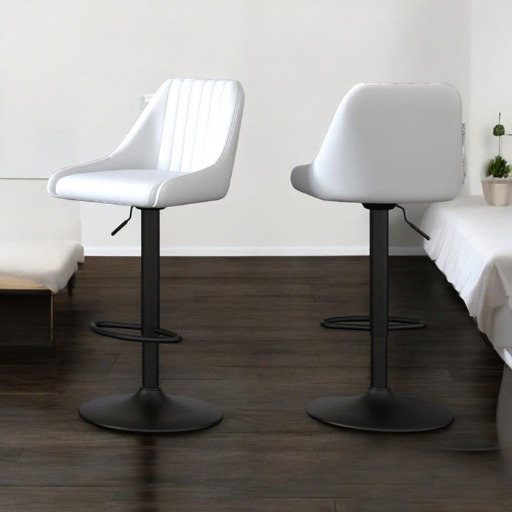 Quentin Adjustable Air-Lift Counter Stool (Set of 2) - White/Black