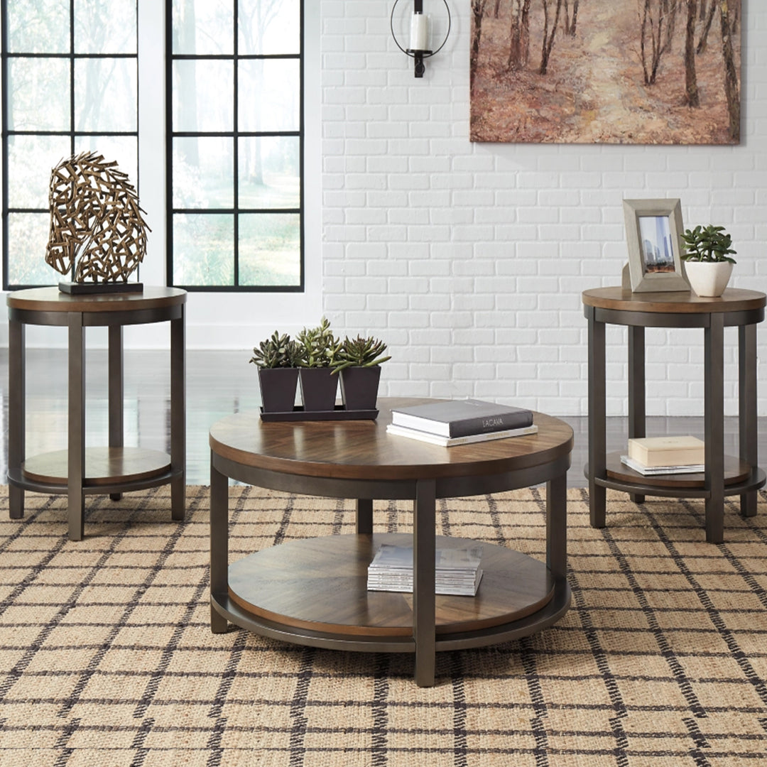 T411-13 Roybeck Occasional Table Set In Brown/ Bronze Finish (Set of 3) | Signature Design By Ashley