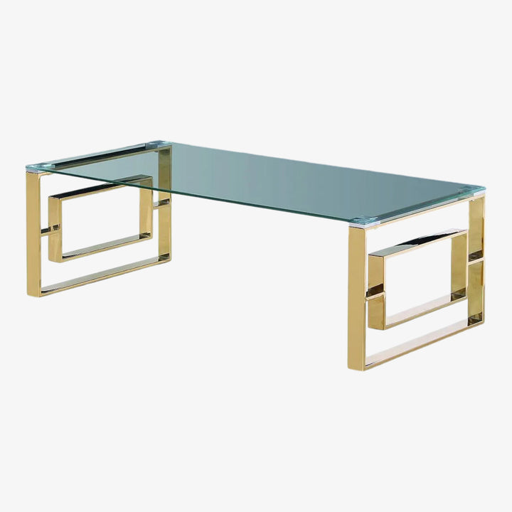 Jivin Tempered Glass Coffee Table With Gold Finish