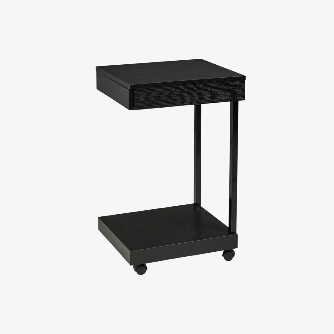 Versatile Black Laptop Stand with Storage Drawer - Compact and Contemporary