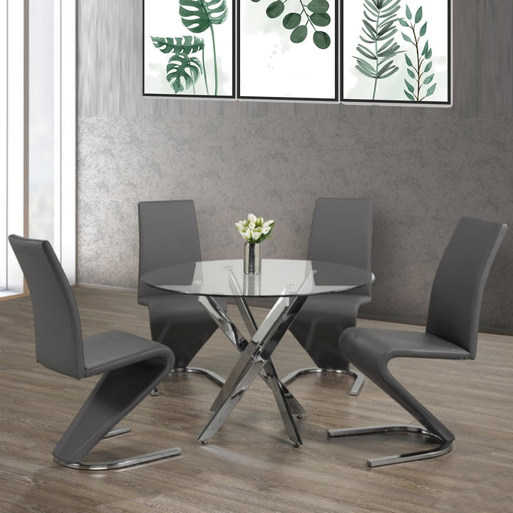 Evelyn Contemporary 5-Piece Small Dining Set - Grey