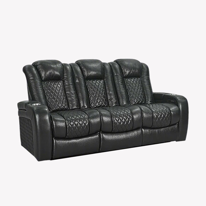 Pulse Power Recliner Sofa With Bottom LED Lighting - Midnight Black