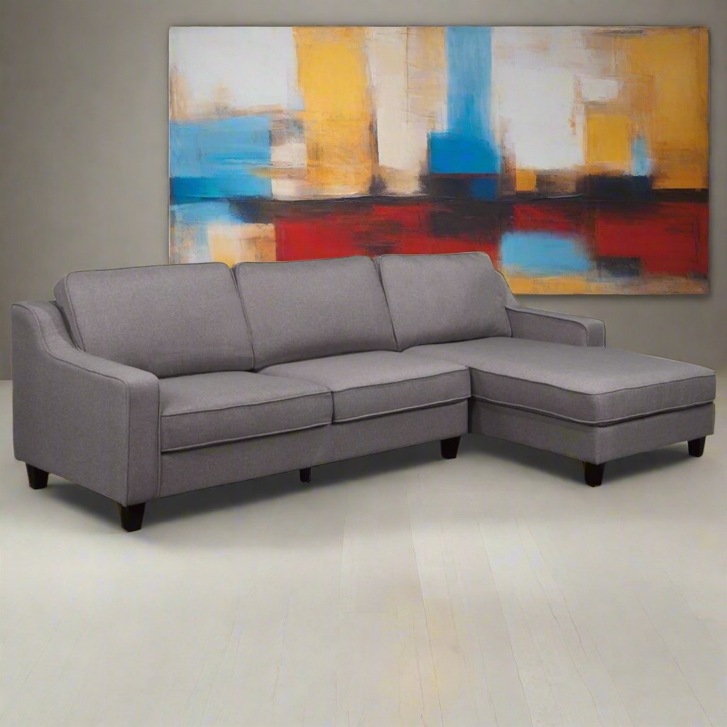 Novel Stunning Grey Sectional Sofa With RHF Chaise