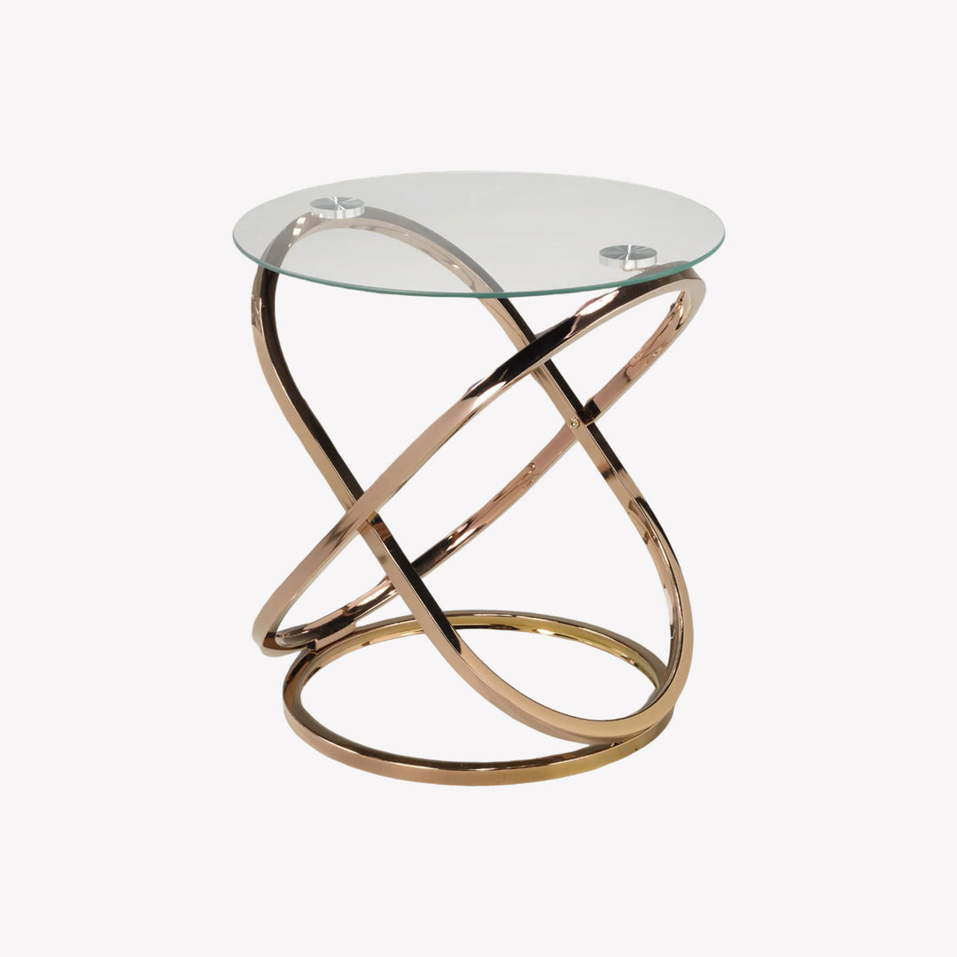 Modern Rose Gold Accent Table with Tempered Glass Top - Chic and Functional