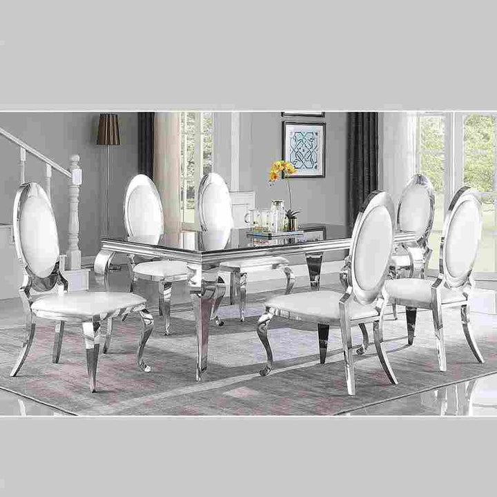 Luxurious Anchorage Side Chairs With Chrome Finish (Set of 2) | Available In White & Black Colors