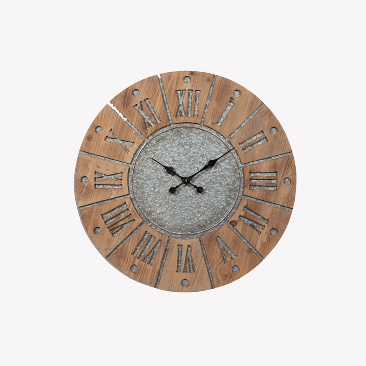 A8010076 Payson Wall Clock In Grey/ Natural Finish | Signature Design By Ashley