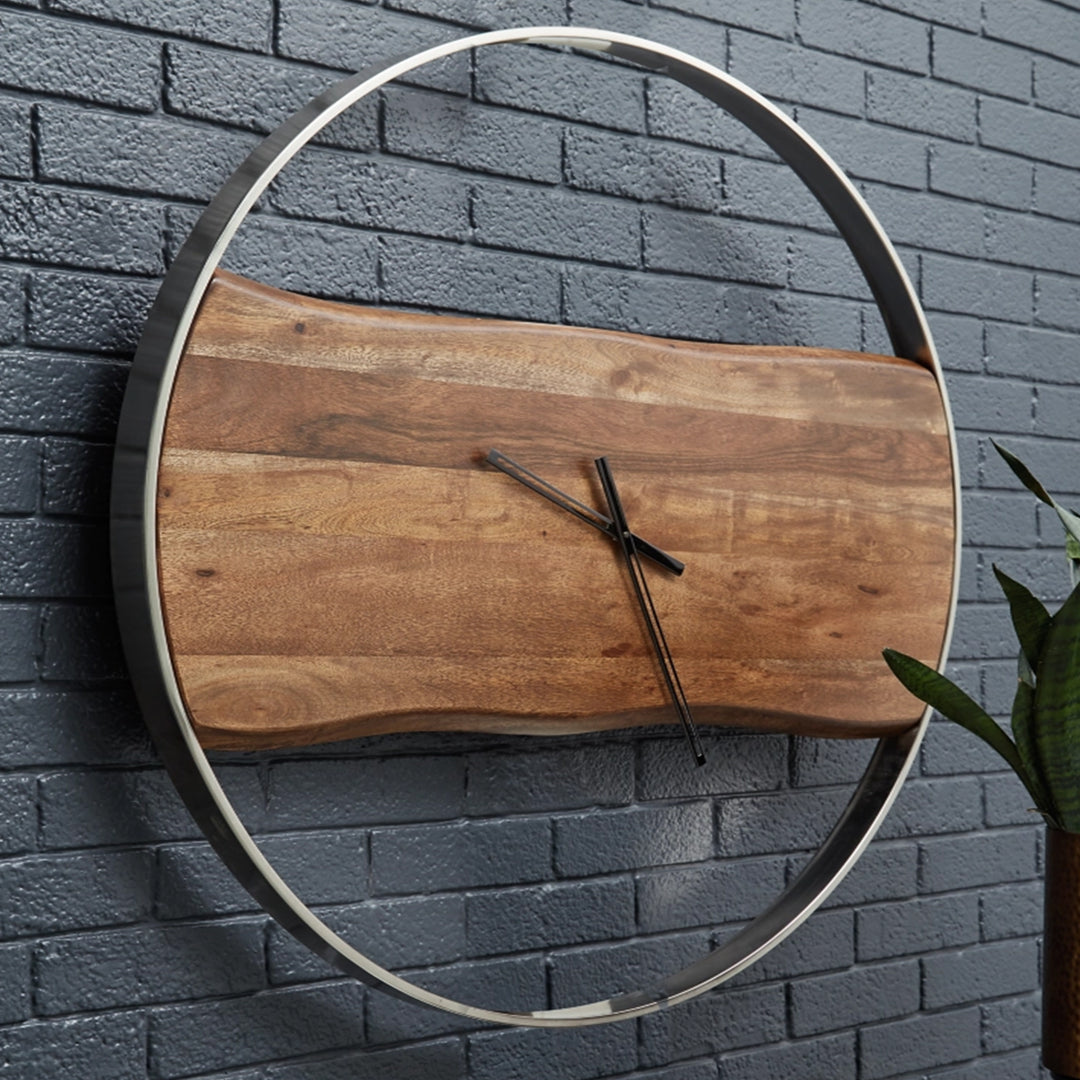 A8010198 Panchali Wall Clock In Brown/ Silver Finish | Signature Design By Ashley