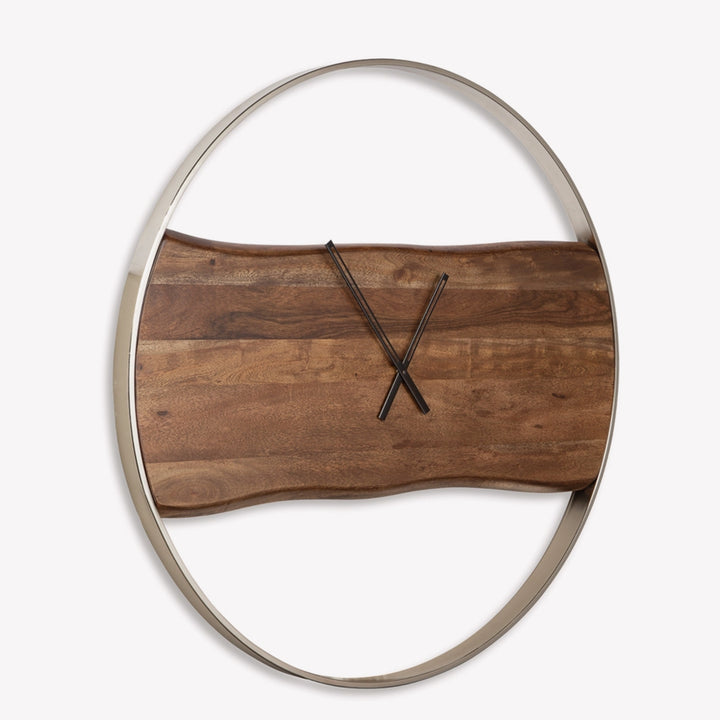 A8010198 Panchali Wall Clock In Brown/ Silver Finish | Signature Design By Ashley