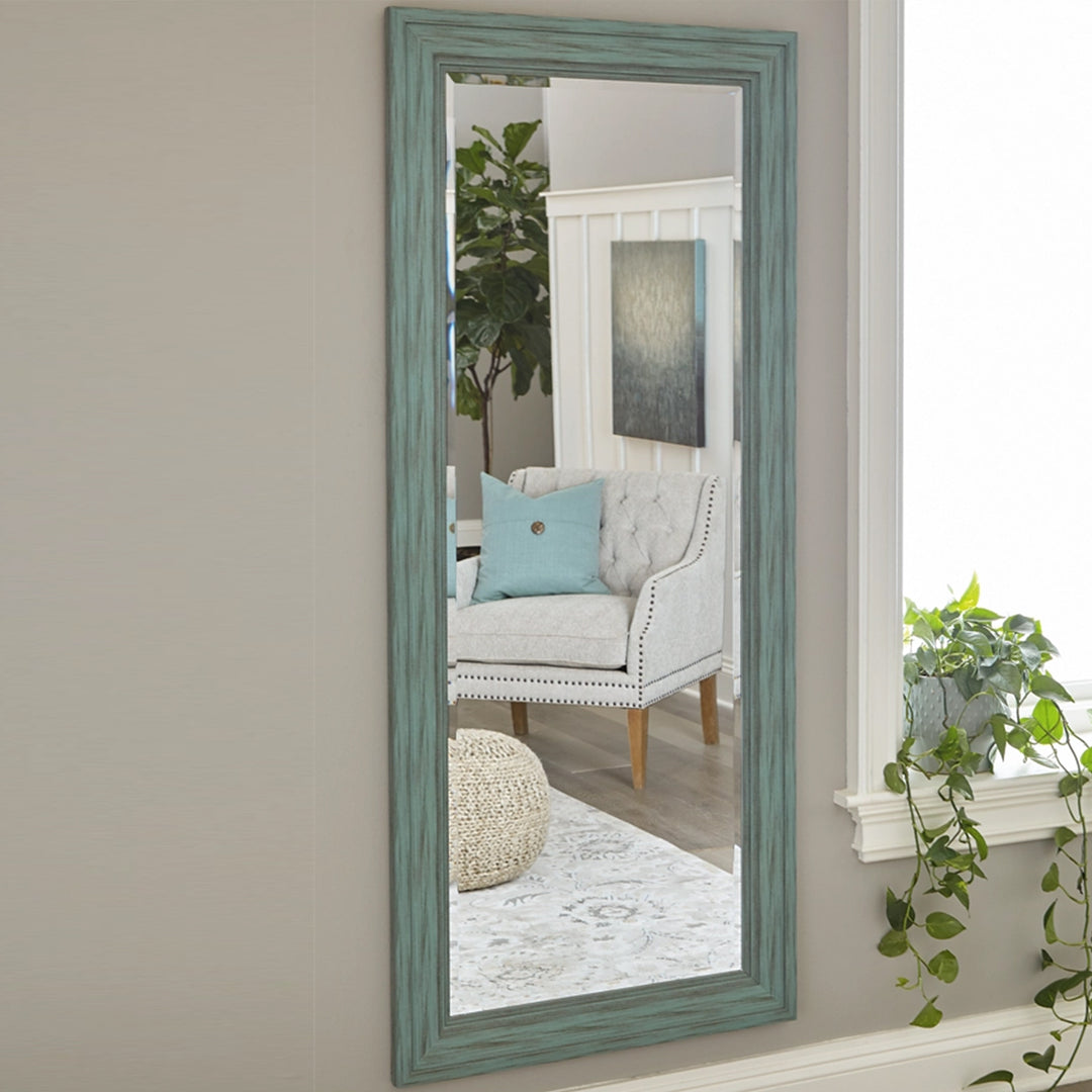 A8010217 Jacee Floor Mirror In Antique Teal Finish | Signature Design By Ashley