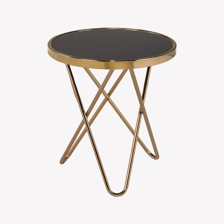 Modern Rose Gold Accent Table with Tempered Glass Top - Sleek and Functional Living