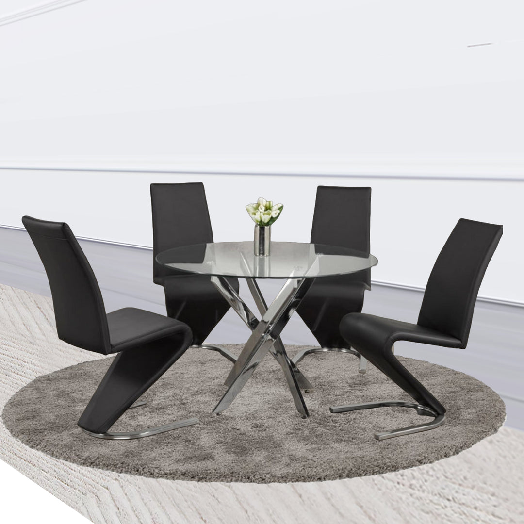 Evelyn Contemporary 5-Piece Small Dining Set - Black