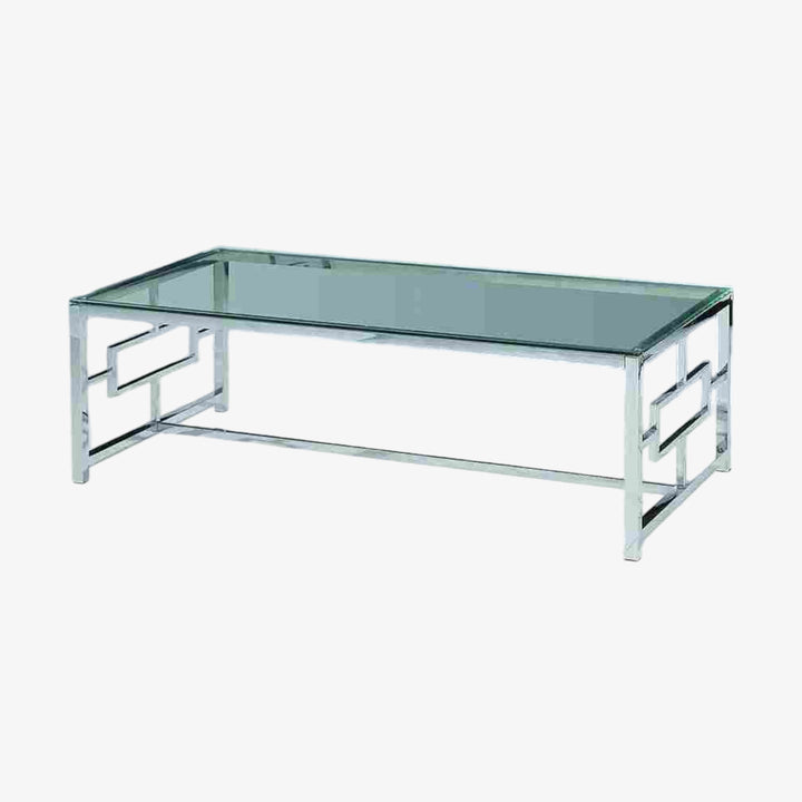 Claire Tempered Glass Coffee Table With Silver Finish