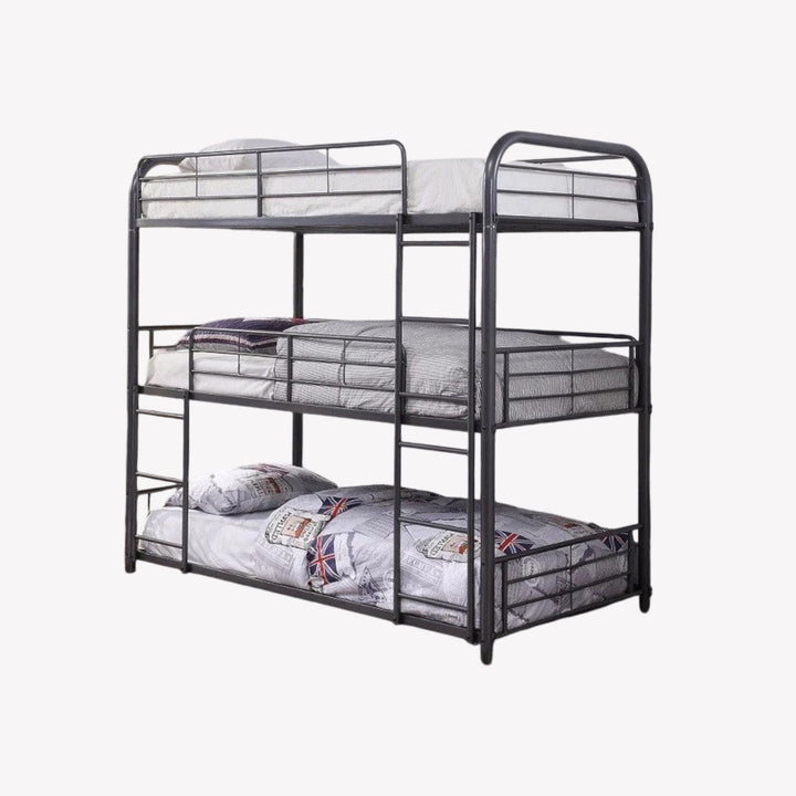 Lennox Triple Layer Bunk Bed (39" Single Size) In Stainless Steel - Grey