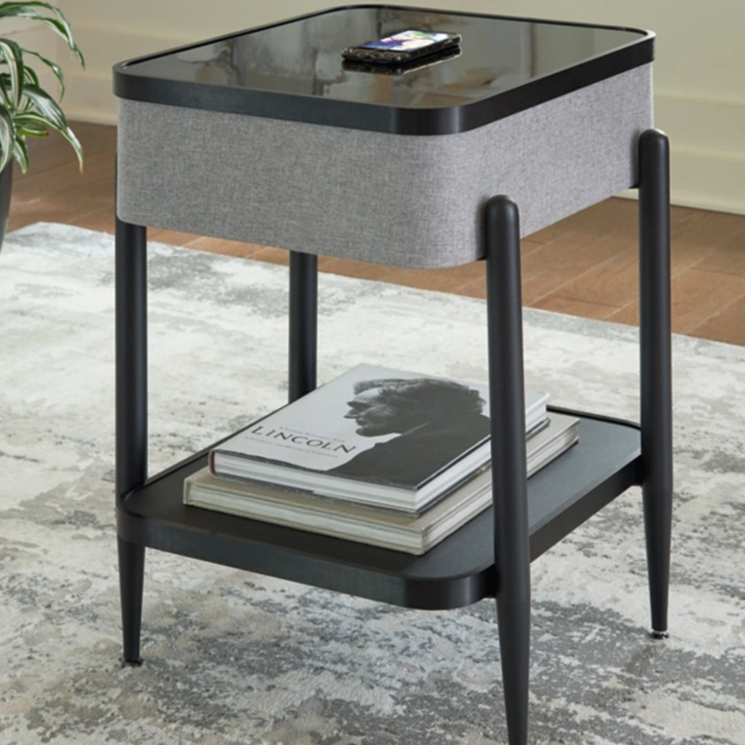 A4000550 Jorvalee Built-In Speaker Accent Table With Wireless & USB Charging - Black/ Grey | Signature Design By Ashley