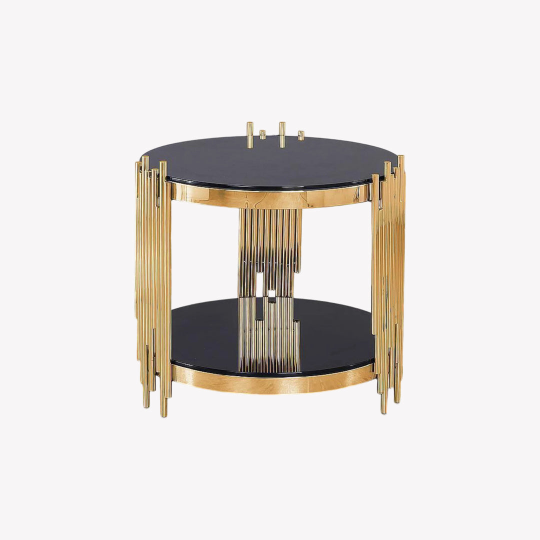 Blox End Table - Contemporary Sophistication with Gold Accents