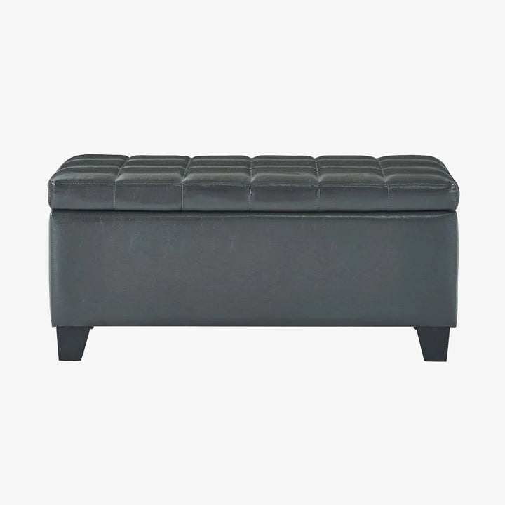 Frank Rectangular Storage Ottoman Bench In Grey Finish