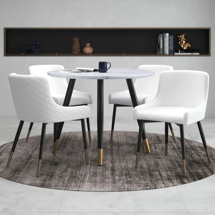 Chic Home Embrace 5-Piece Dining Set With Matte Black Finish & Aged Gold Accents