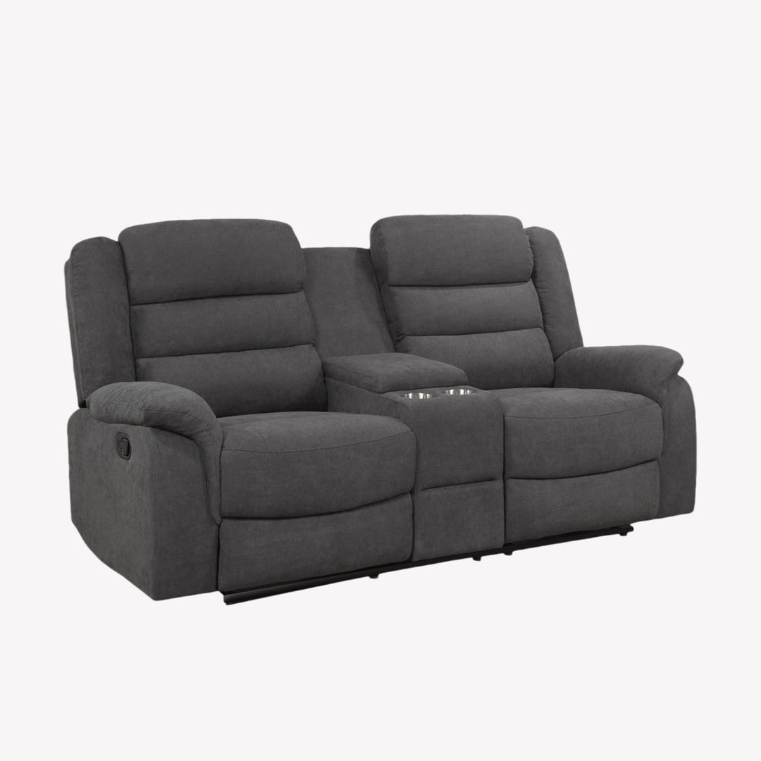 Brenda Relaxing Recliner Loveseat With Storage Console & Built-In Cup Holders - Dazzling Grey