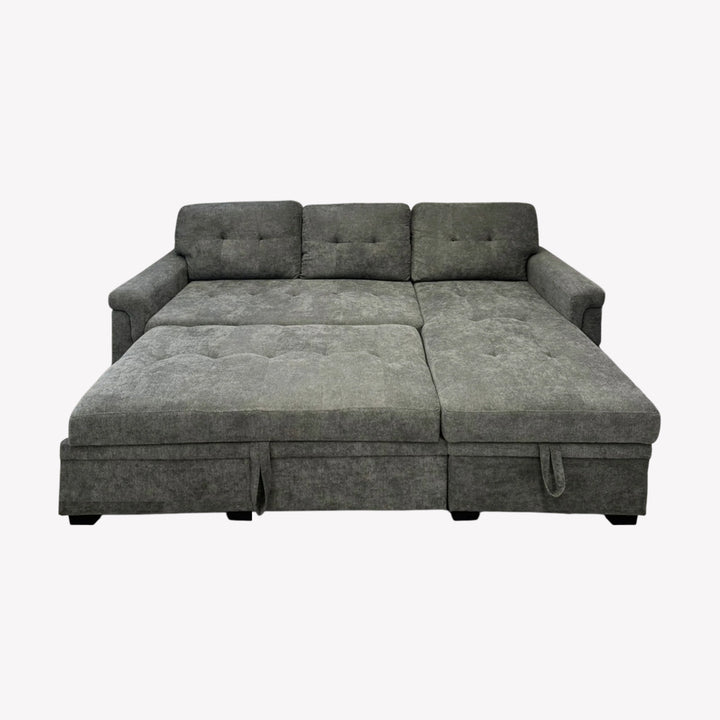 Trenton Pull Out Sleeper Sectional Sofa With Reversible Storage Chaise - Tempting Grey