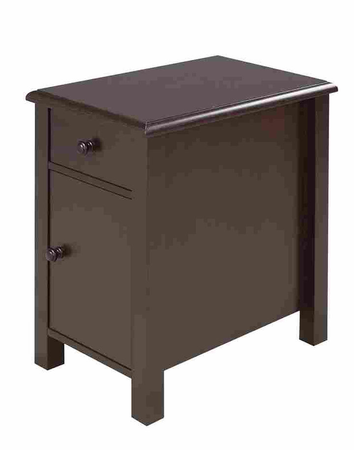Functional Dark Cherry Accent Table with Storage Drawer and Cabinet - Compact Storage Solution