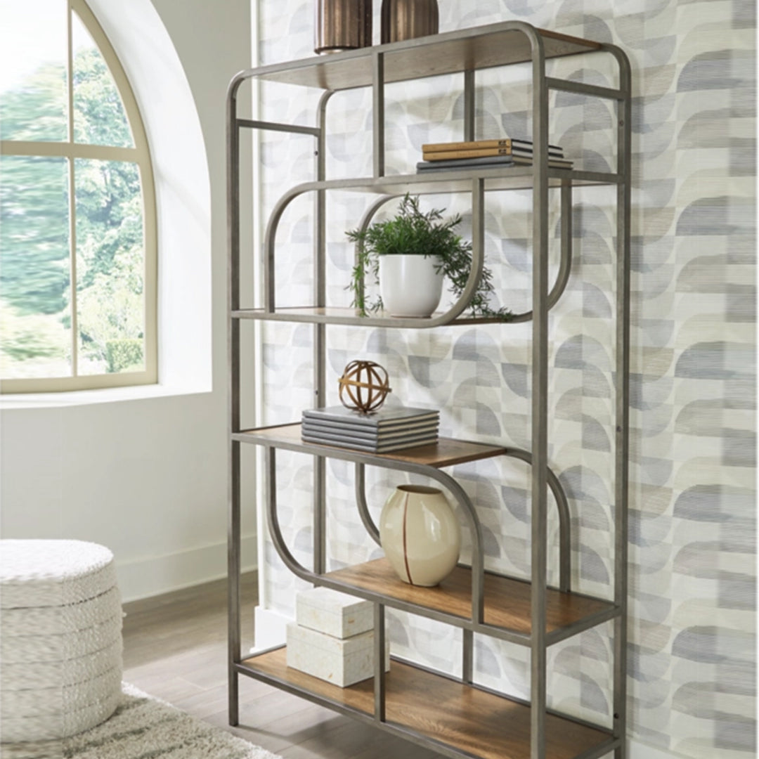 A4000587 Jaddon Bookcase In Brown/ Silver Finish | Signature Design By Ashley