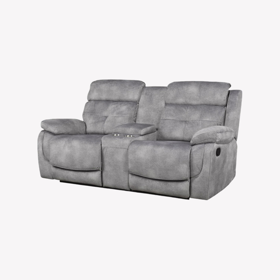 Heli Recliner Loveseat With Polyester Fabric Upholstery - Appealing Grey